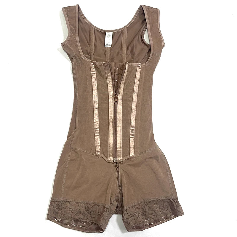 Faja modeladora de alta compresión, control de abdomen y postura, 9 huesos de memoria, levanta glúteos # Cinnamon Talla #S