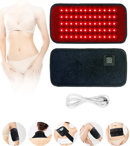 Terapia de luz roja y infrarroja, 60 LED, 850nm, 660nm, ideal para quemar grasa, mejora la circulación y la metabolismo y recuperarse de lesiones deportivas, alivio del dolor, almohadilla térmica para cintura,