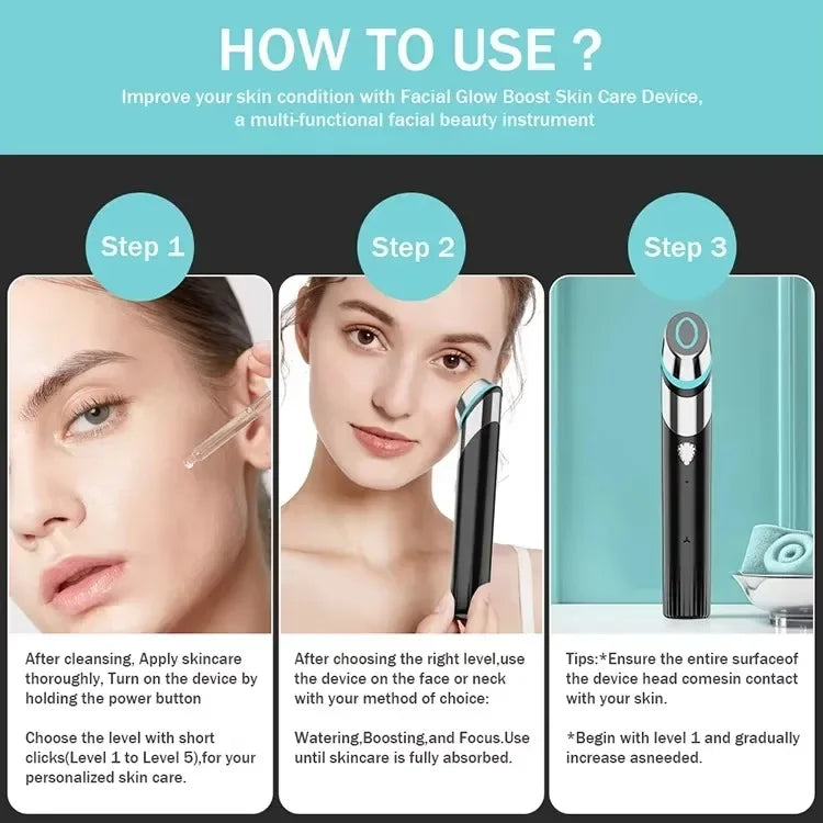 Age-R Booster H Skin Care. Rejuvenecimiento Facial con Efecto Adelgazante/Modelador/ Masajeador/Blanqueador/Hidratación/ Tensión/Firmeza para Rostro y Cuello