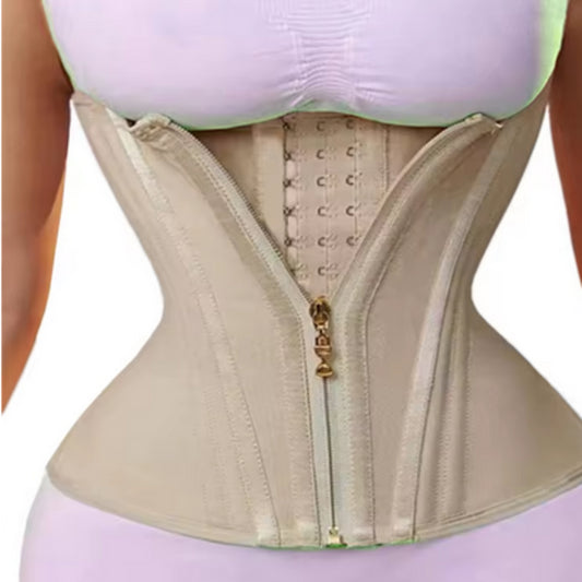 Faja modeladora , corset reductor de cintura para mujer,15 huesos de acero en espiral, soporte Lumbar, con control de abdomen, cremallera y ganchos, doble compresión.