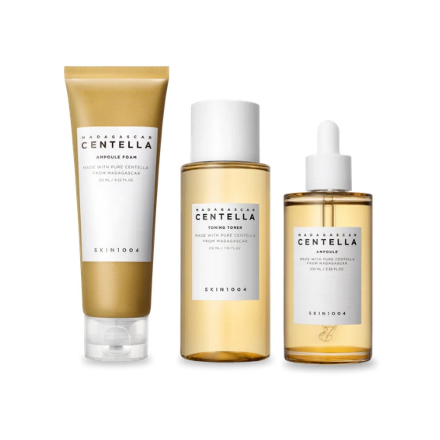 SKIN1004 Madagascar Centella Skincare Soothing Asiatica Ampoule Facial Serum Foam Cleanser Moisturizing Essence Toner 3Pcs/Set