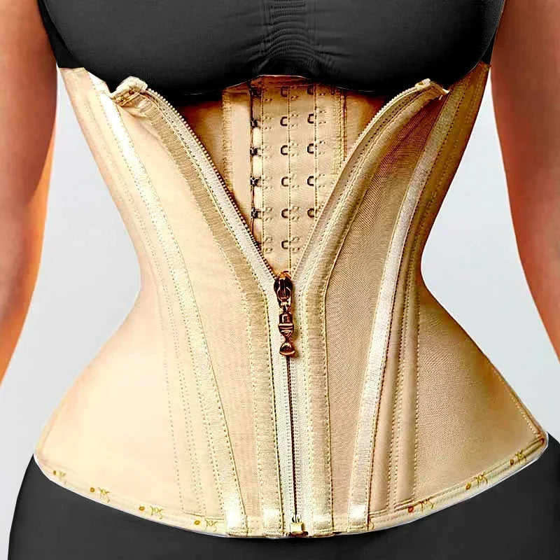Faja modeladora , corset reductor de cintura para mujer,15 huesos de acero en espiral, soporte Lumbar, con control de abdomen, cremallera y ganchos, doble compresión.