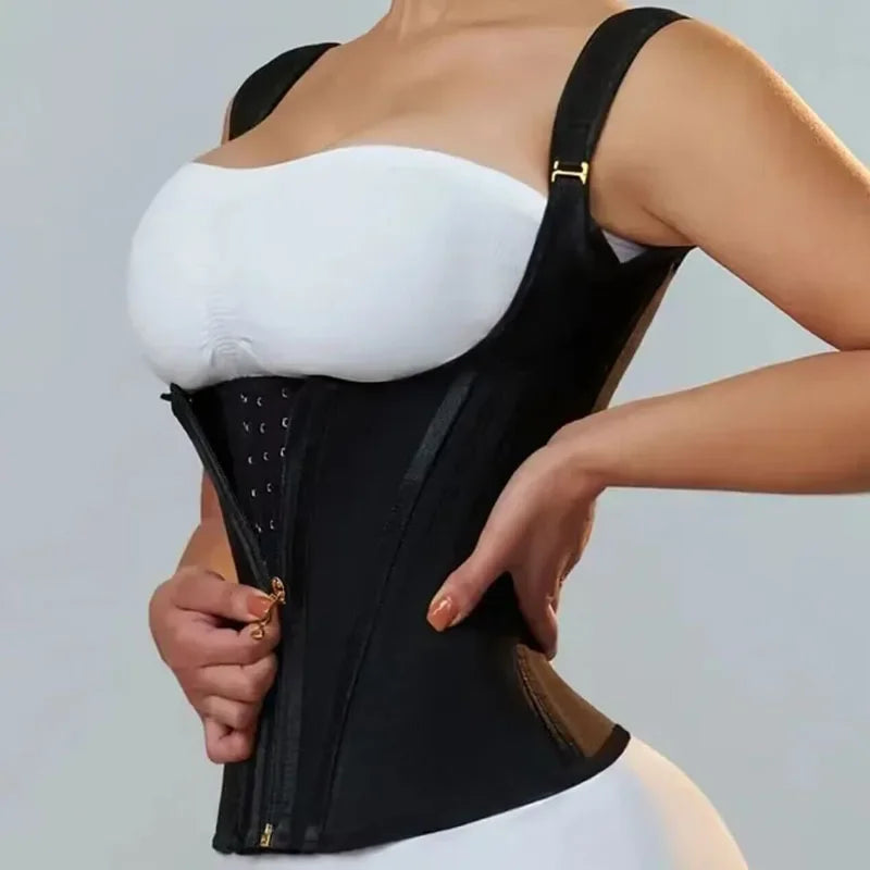 Faja modeladora , corset reductor de cintura para mujer,15 huesos de acero en espiral, soporte Lumbar, con control de abdomen, cremallera y ganchos, doble compresión.