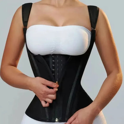 Faja modeladora , corset reductor de cintura para mujer,15 huesos de acero en espiral, soporte Lumbar, con control de abdomen, cremallera y ganchos, doble compresión.