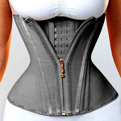Faja modeladora , corset reductor de cintura para mujer,15 huesos de acero en espiral, soporte Lumbar, con control de abdomen, cremallera y ganchos, doble compresión.