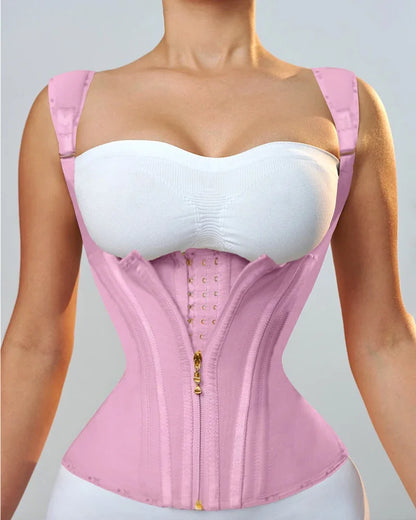 Faja modeladora , corset reductor de cintura para mujer,15 huesos de acero en espiral, soporte Lumbar, con control de abdomen, cremallera y ganchos, doble compresión.
