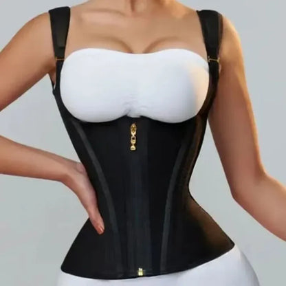 Faja modeladora , corset reductor de cintura para mujer,15 huesos de acero en espiral, soporte Lumbar, con control de abdomen, cremallera y ganchos, doble compresión.