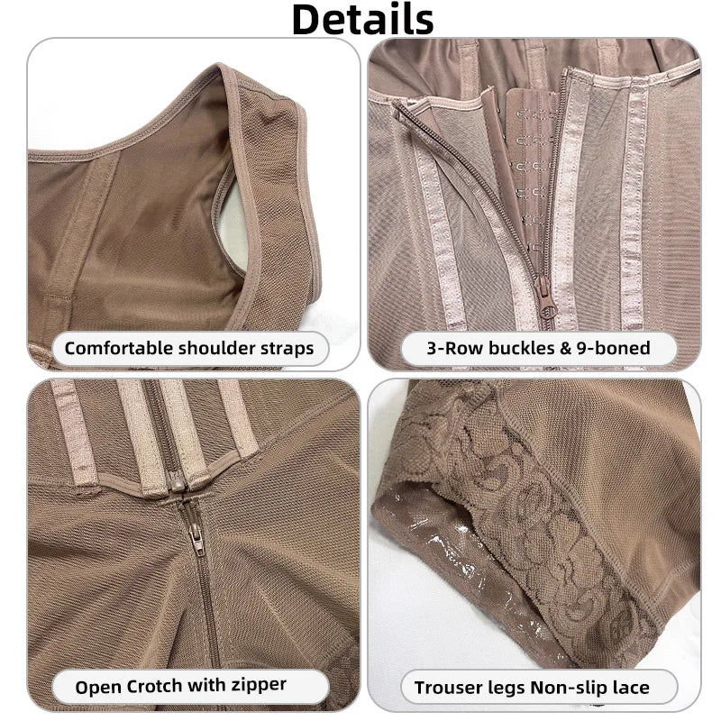 Faja modeladora de alta compresión, control de abdomen y postura, 9 huesos de memoria, levanta glúteos. Color Cinnamon. Talla M