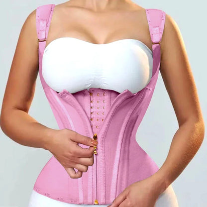 Faja modeladora , corset reductor de cintura para mujer,15 huesos de acero en espiral, soporte Lumbar, con control de abdomen, cremallera y ganchos, doble compresión.