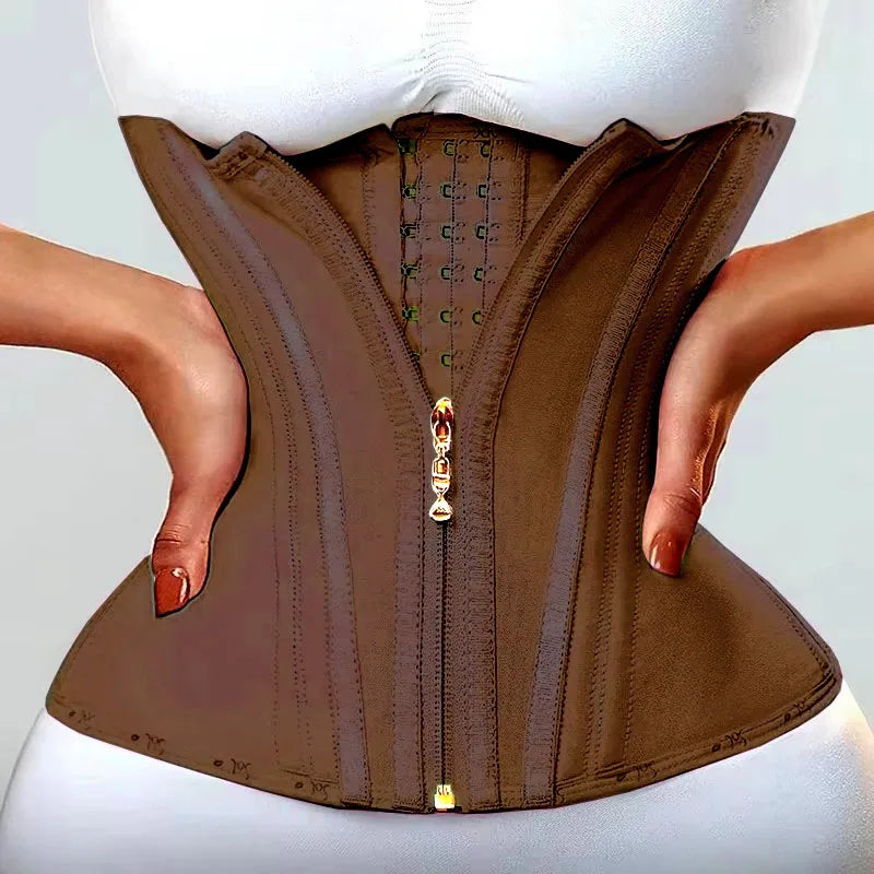 Faja modeladora , corset reductor de cintura para mujer,15 huesos de acero en espiral, soporte Lumbar, con control de abdomen, cremallera y ganchos, doble compresión.