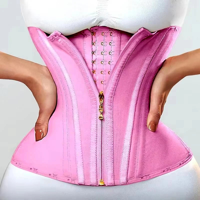 Faja modeladora , corset reductor de cintura para mujer,15 huesos de acero en espiral, soporte Lumbar, con control de abdomen, cremallera y ganchos, doble compresión.
