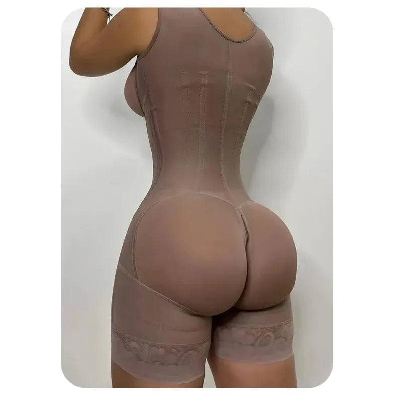 Faja modeladora de alta compresión para mujer con encaje, corsé de control de abdomen y postura, con 9 huesos de memoria, cremallera, levanta glúteos, body cuerpo completo, adelgazamiento Shaperwear.