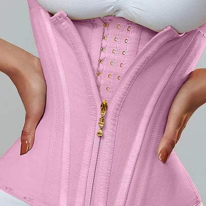 Faja modeladora , corset reductor de cintura para mujer,15 huesos de acero en espiral, soporte Lumbar, con control de abdomen, cremallera y ganchos, doble compresión.