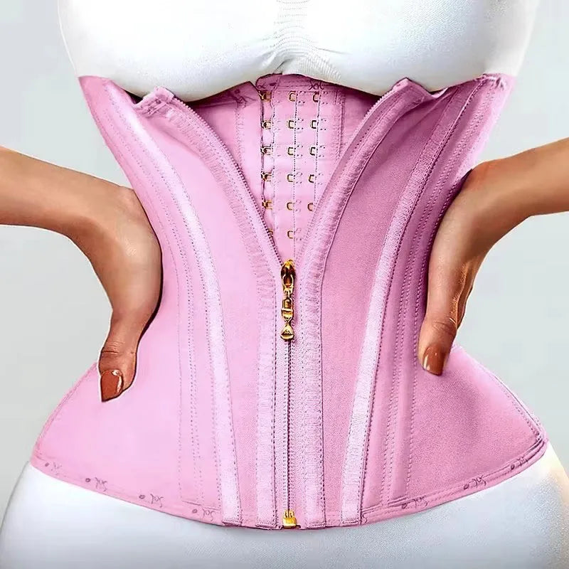 Faja modeladora , corset reductor de cintura para mujer,15 huesos de acero en espiral, soporte Lumbar, con control de abdomen, cremallera y ganchos, doble compresión.