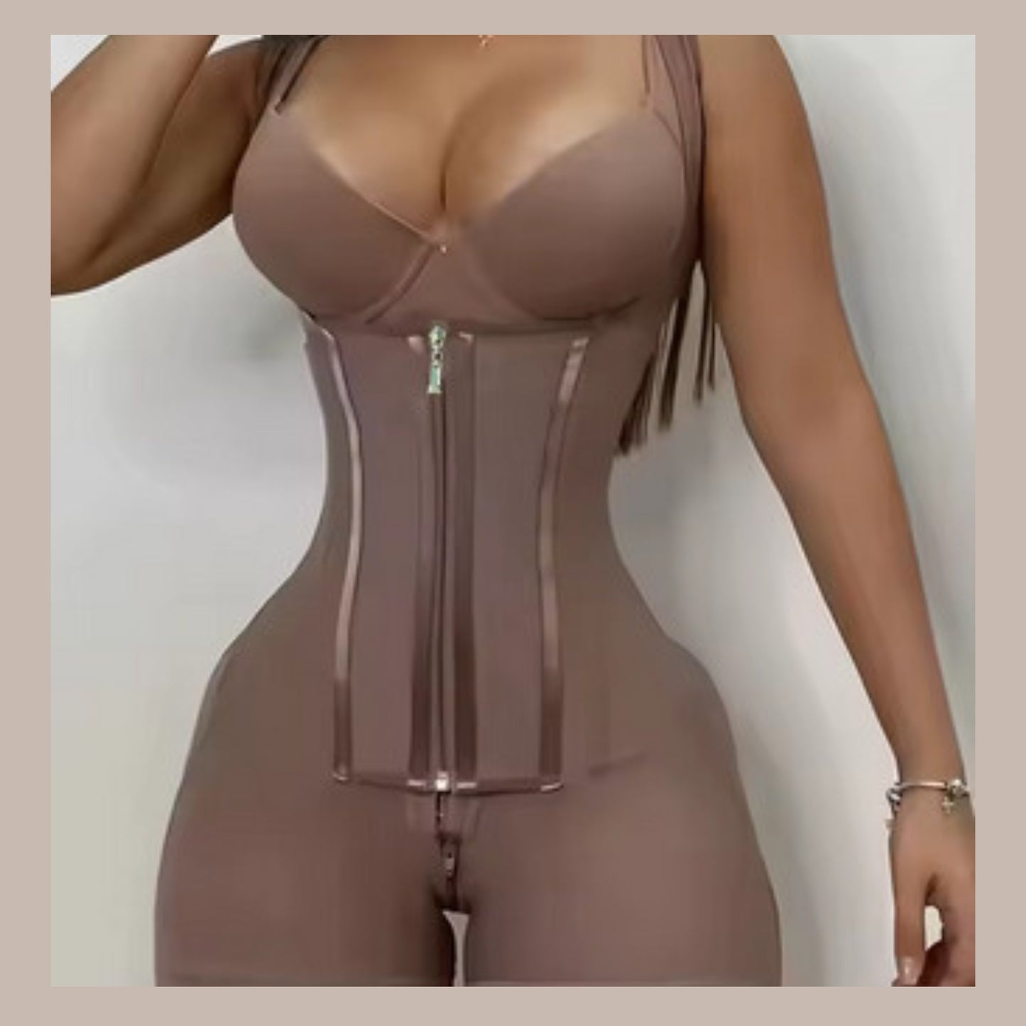 Faja modeladora de alta compresión para mujer con encaje, corsé de control de abdomen y postura, con 9 huesos de memoria, cremallera, levanta glúteos, body cuerpo completo, adelgazamiento Shaperwear.