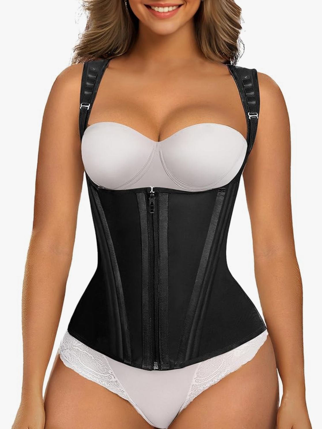 Faja modeladora , corset reductor de cintura para mujer, soporte Lumbar, con control de abdomen, cremallera y ganchos, doble compresión.