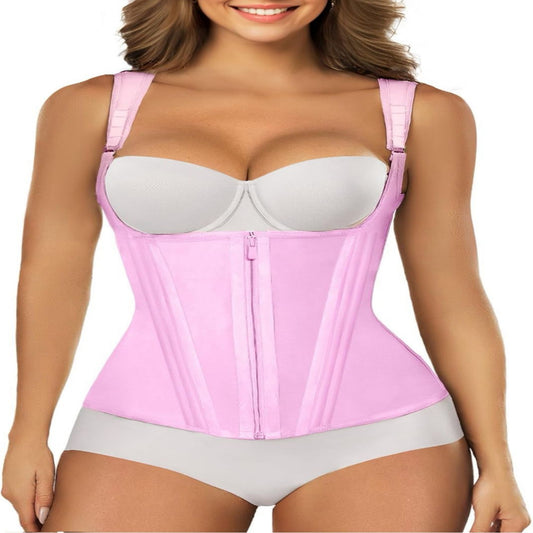 Faja modeladora , corset reductor de cintura para mujer, soporte Lumbar, con control de abdomen, cremallera y ganchos, doble compresión.